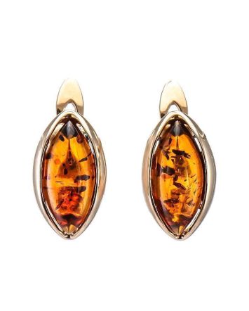 Classy Cognac Amber Earrings In Gold The Sophia, image 