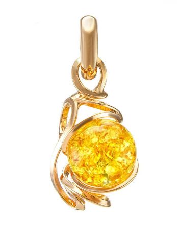 Lemon Amber Pendant In Gold-Plated Silver The Flamenco, image 