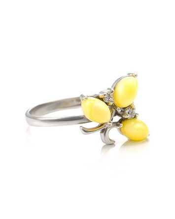 Honey Amber Ring In Sterling Silver With Crystals The Verbena, Ring Size: 13 / 22, image 