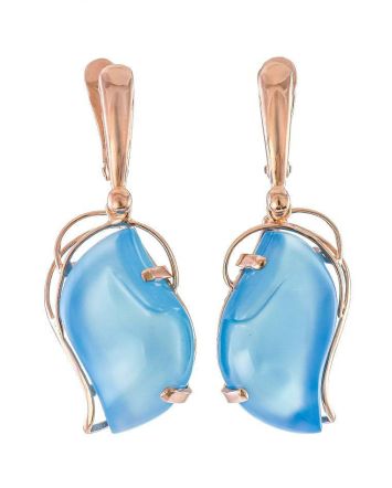 Gold-Plated Drop Earrings With Synthetic Chalcedony The Serenade, image 