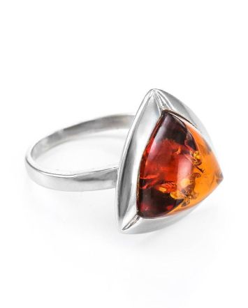 Triangle Amber Ring In Sterling Silver The Mistral, Ring Size: 13 / 22, image 
