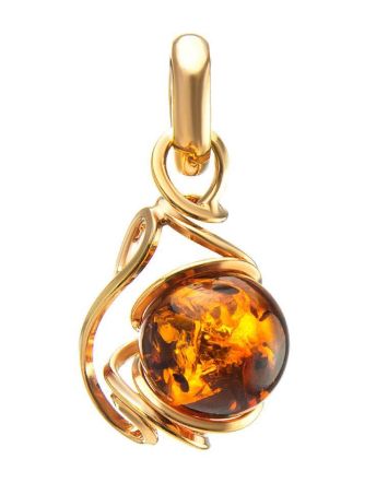 Cognac Amber Pendant In Gold-Plated Silver The Flamenco, image 