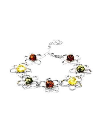 Multicolor Amber Bracelet In Sterling Silver The Daisy, image 