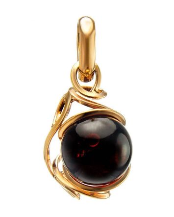 Cherry Amber Pendant In Gold-Plated Silver The Flamenco, image 