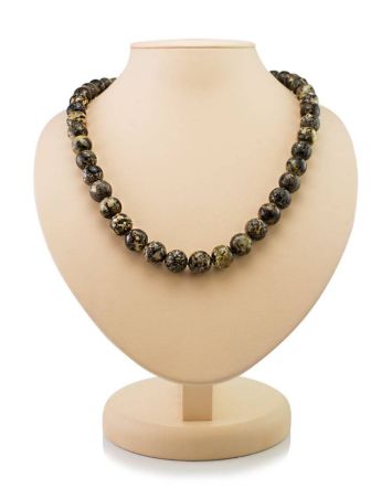 Black Amber Ball Beaded Necklace The Meteor, image 