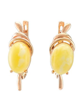 Gold-Plated Earrings With Oval Cut Amber The Sigma, image 