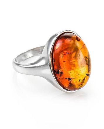 Cognac Amber Ring In Sterling Silver The Goji, Ring Size: 12 / 21.5, image 