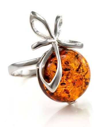 Delicate Amber Ring In Sterling Silver The Paradise, Ring Size: 12 / 21.5, image 