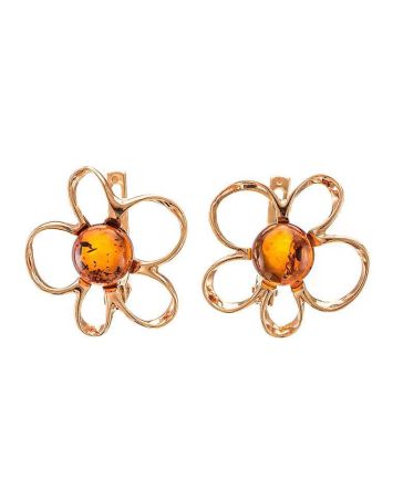 Adorable Amber Earrings In Gold-Plated Silver The Daisy, image 
