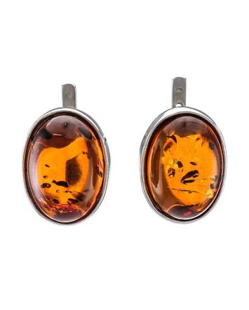 Cognac Amber Earrings In Sterling Silver The Goji, image 