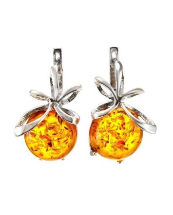 Charming Amber Earrings In Sterling Silver The Paradise, image 