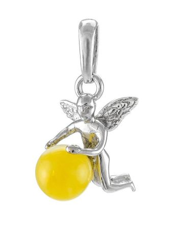 Honey Amber Pendant In Sterling Silver The Angel, image 