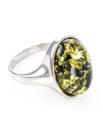 Green Amber Ring In Sterling Silver The Goji, Ring Size: 13 / 22, image 