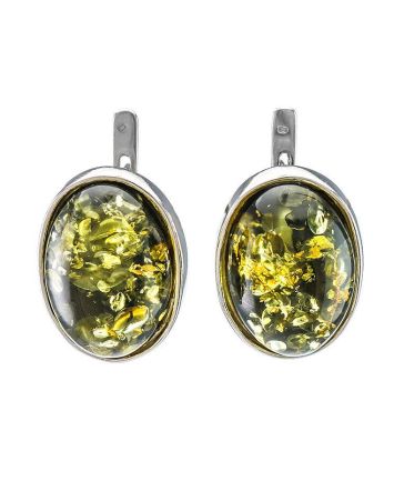 Green Amber Earrings In Sterling Silver The Goji, image 