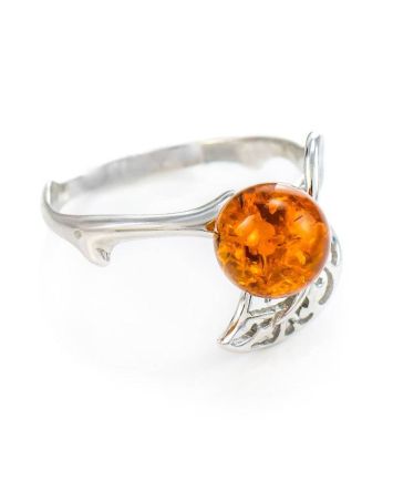 Sterling Silver Ring With Cognac Amber The Florina, Ring Size: 12 / 21.5, image 