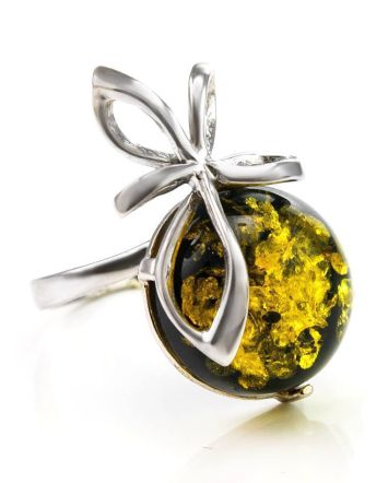 Green Amber Ring In Sterling Silver The Paradise, Ring Size: 13 / 22, image 