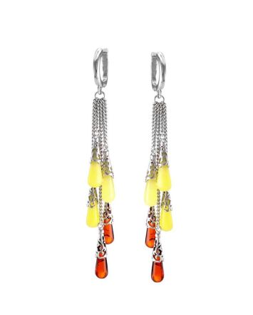 Multicolor Amber Earrings In Sterling Silver The Casablanca, image 