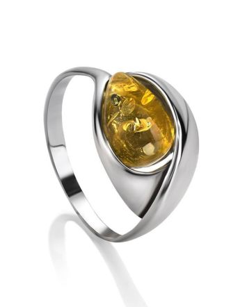 Lemon Amber Ring In Sterling Silver The Peony, Ring Size: 11 / 20.5, image 