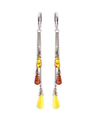 Multicolor Amber Earrings In Sterling Silver The Casablanca, image 