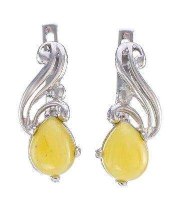 Refined Sterling Silver Earrings With Honey Amber The Swan, image 