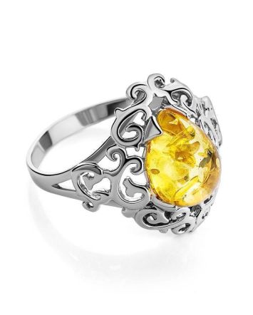 20's Style Amber Ring In Sterling Silver The Luxor, Ring Size: 11 / 20.5, image 