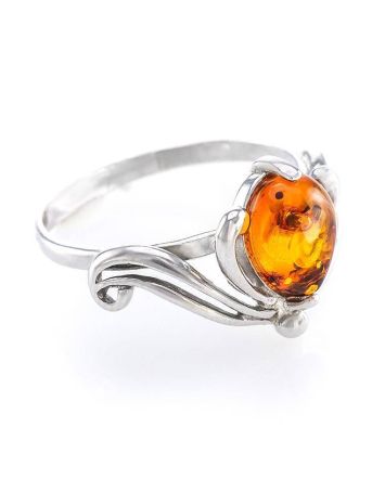 Bright Amber Ring In Sterling Silver The Swan, Ring Size: 13 / 22, image 