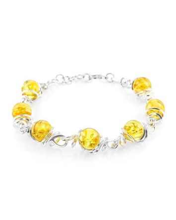 Lemon Amber Link Bracelet In Sterling Silver The Flamenco, image 