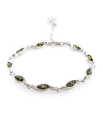 Green Amber Bracelet In Sterling Silver The Liana, image 