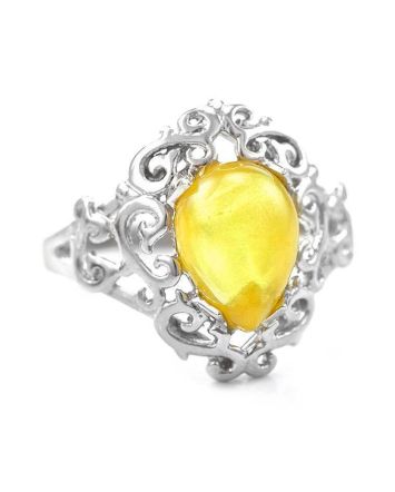20's Style Amber Ring In Sterling Silver The Luxor, Ring Size: 6.5 / 17, image 