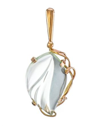 Golden Pendant With Light Blue Synthetic Praziolite The Serenade, image 