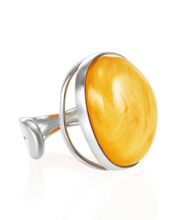 Bold Adjustable Ring With Bright Honey Amber The Glow, Ring Size: Adjustable, image 