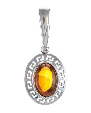 Cognac Amber Pendant In Sterling Silver The Ellas, image 