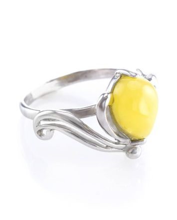 Classy Amber Ring In Sterling Silver The Swan, Ring Size: 13 / 22, image 