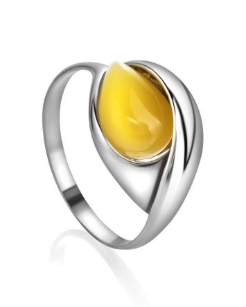 Honey Amber Ring In Sterling Silver The Peony, Ring Size: 11.5 / 21, image 