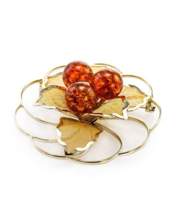 Gold-Plated Brooch With Cognac Amber The Beoluna, image 