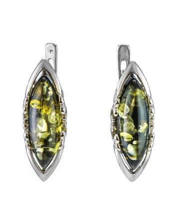 Green Amber Earrings In Sterling Silver The Ballade, image 