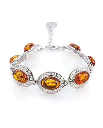 Cognac Amber Link Bracelet In Sterling Silver The Ellas, image 