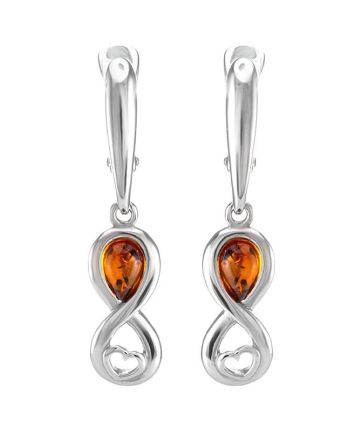 Cognac Amber Earrings In Sterling Silver The Amour, image 