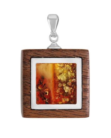 Ipe Brazilian Wood And Cognac Amber Pendant The Indonesia, image 