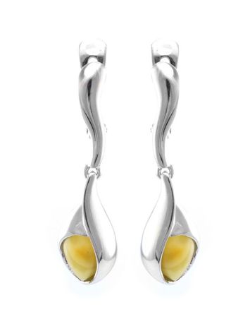 Honey Amber Earrings In Sterling Silver The Peony, image 