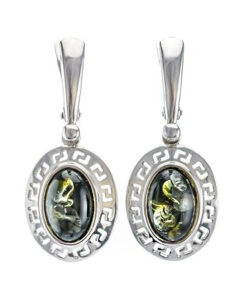 Green Amber Earrings In Sterling Silver The Ellas, image 