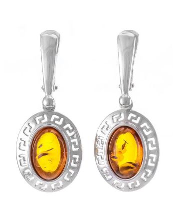 Drop Amber Earrings In Sterling Silver The Ellas, image 