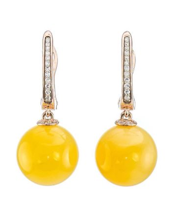 Amber Earrings In Gold With Diamonds The Jupiter, image 
