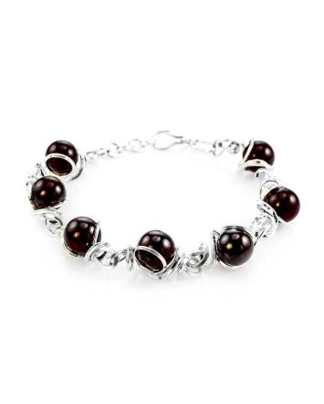 Cherry Amber Link Bracelet In Sterling Silver The Flamenco, image 