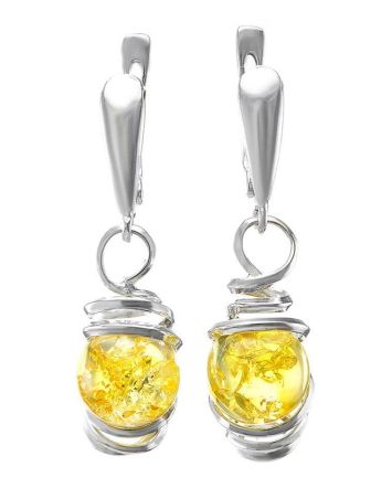 Drop Amber Earrings In Sterling Silver The Flamenco, image 