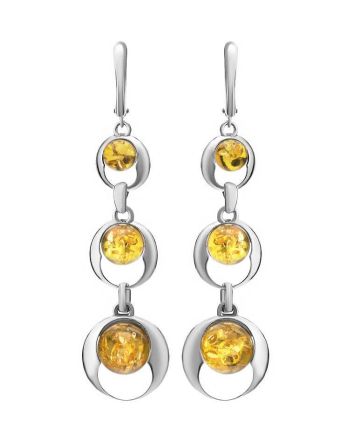 Lemon Amber Earrings In Sterling Silver The Orion, image 