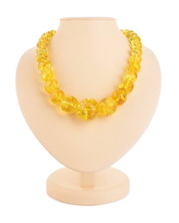 Lemon Amber Ball Beaded Necklace, image 
