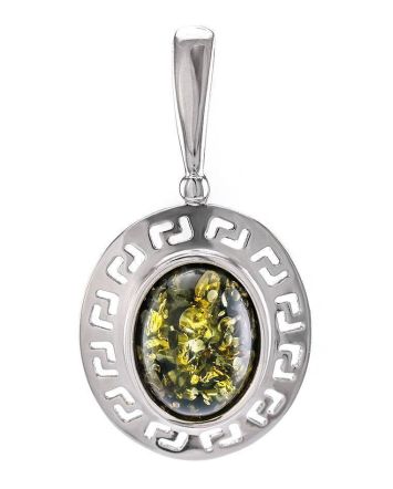 Oval Amber Pendant In Sterling Silver The Ellas, image 