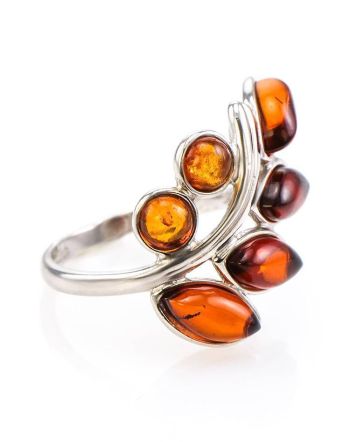 Cognac Amber Ring In Sterling Silver The Verbena, Ring Size: 9.5 / 19.5, image 