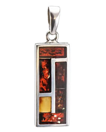 Geometric Amber Pendant In Sterling Silver The London, image 
